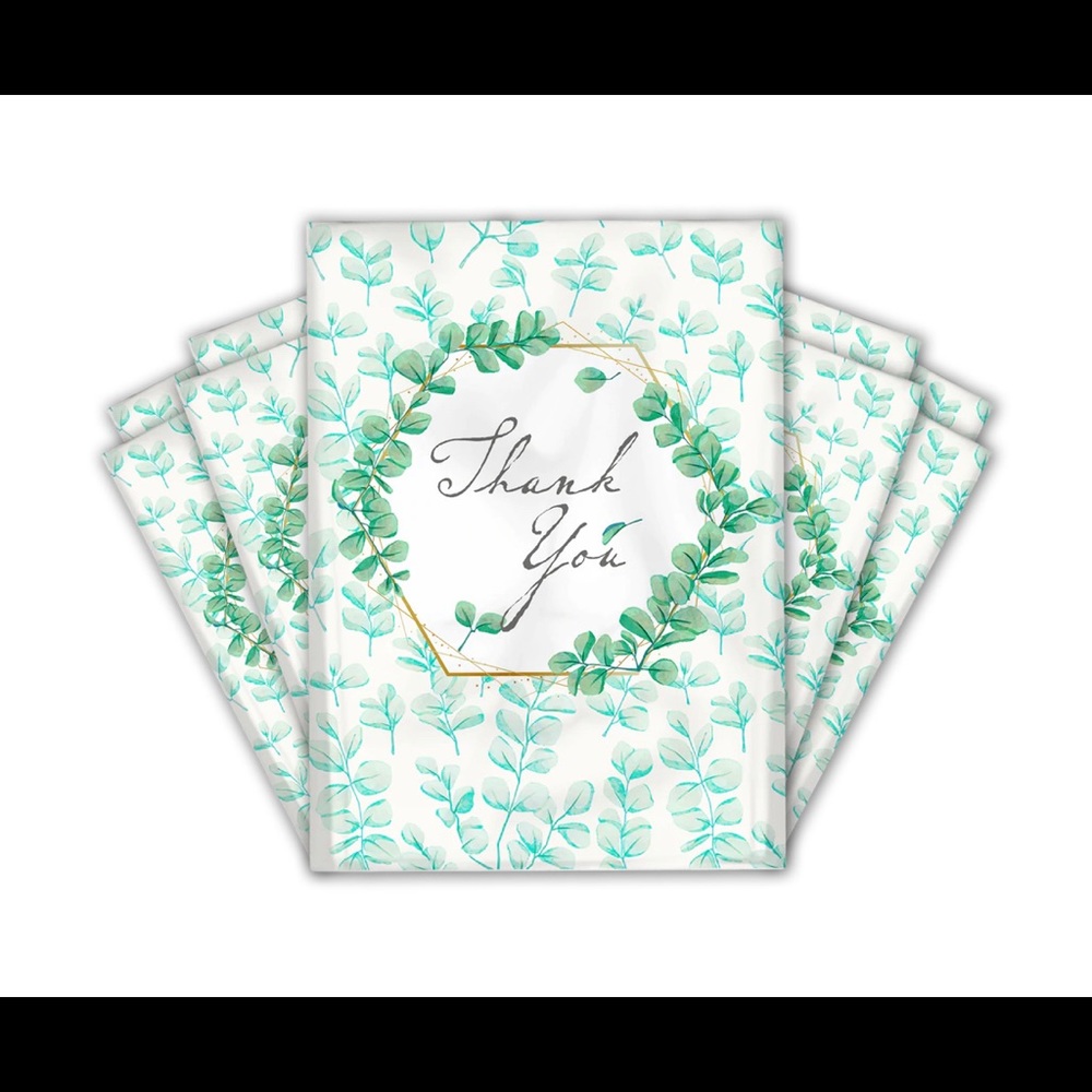 50 10X13 Poly Mailers Green Laurel Thank You Flat Shipping Envelopes - Picture 6 of 7